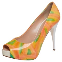 Giuseppe Zanotti Multicolor Patent Leather Platform Peep Toe Pumps Size 36