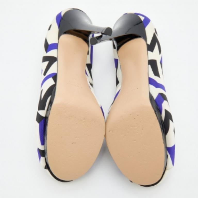 Giuseppe Zanotti escarpins à bout ouvert en tissu imprimé multicolore, taille 40 en vente 2
