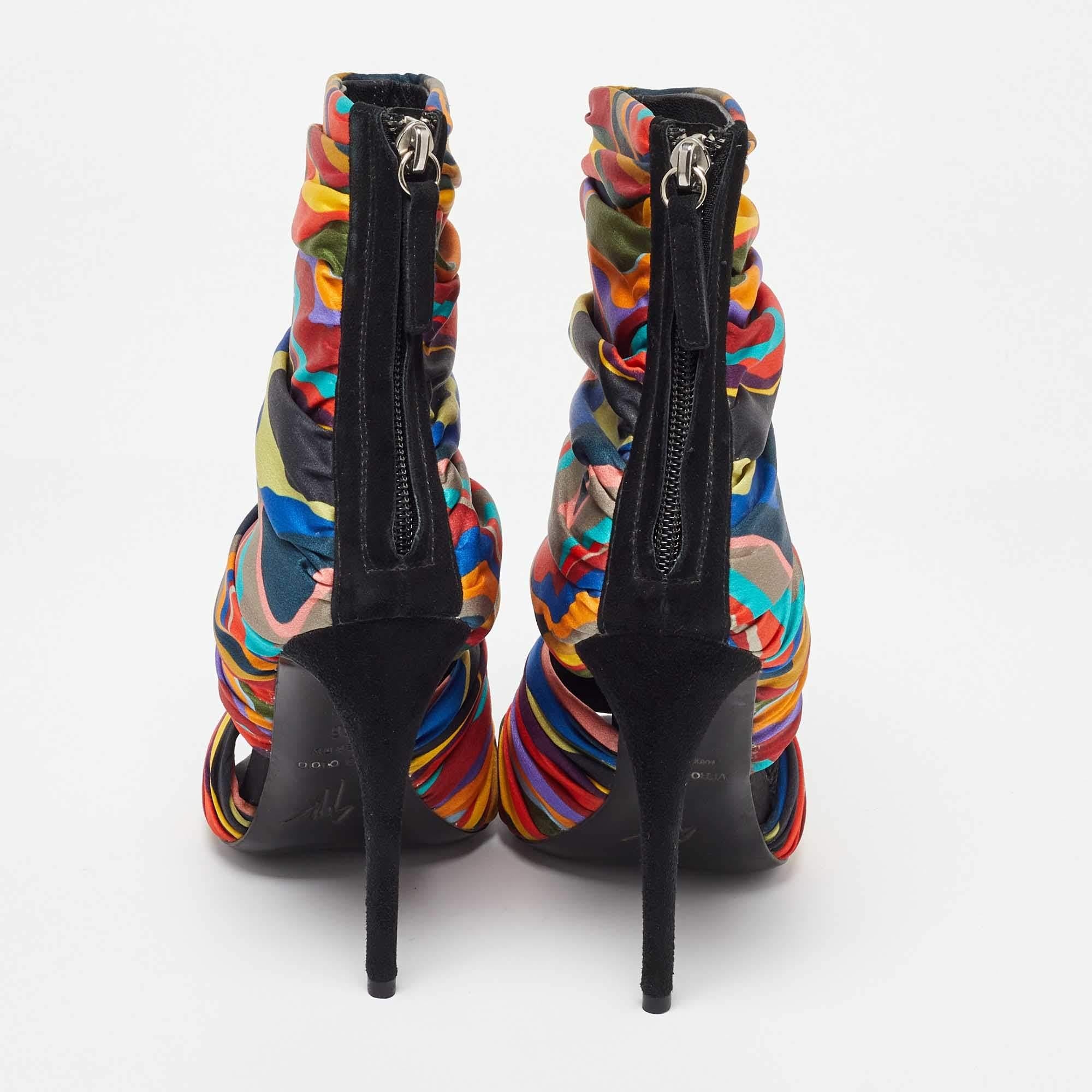 Giuseppe Zanotti Sandales à bout ouvert en satin multicolore taille 36 Pour femmes en vente