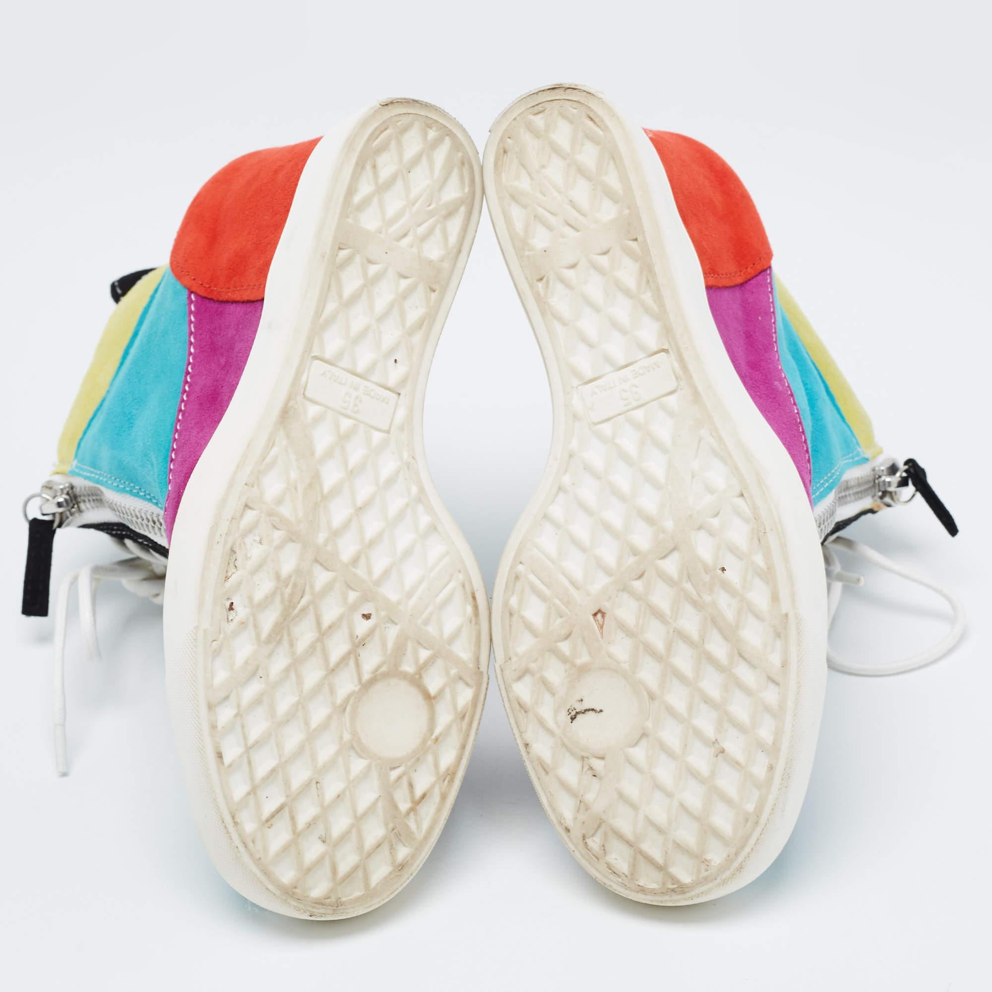 Giuseppe Zanotti Multicolor Suede High Top Sneakers Size 35 For Sale 1