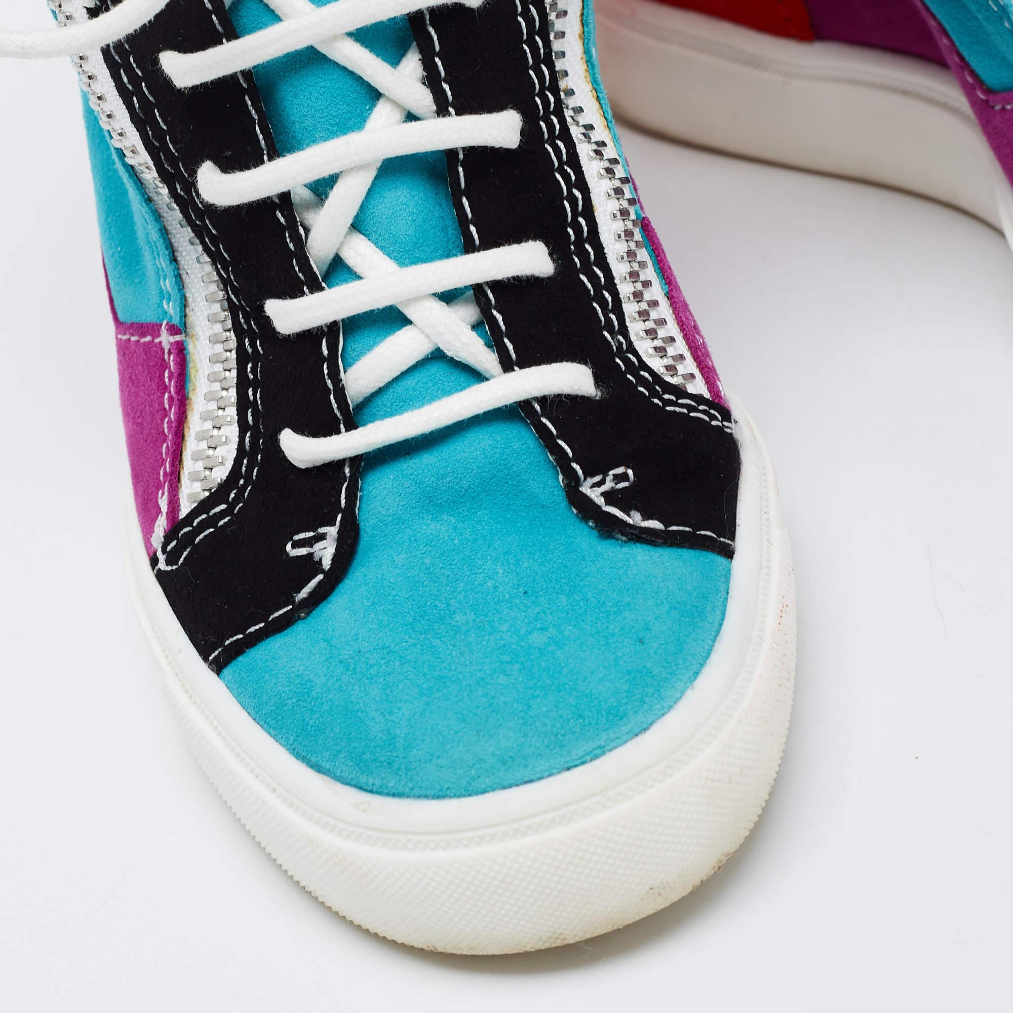 Giuseppe Zanotti Multicolor Suede High Top Sneakers Size 35 For Sale 2