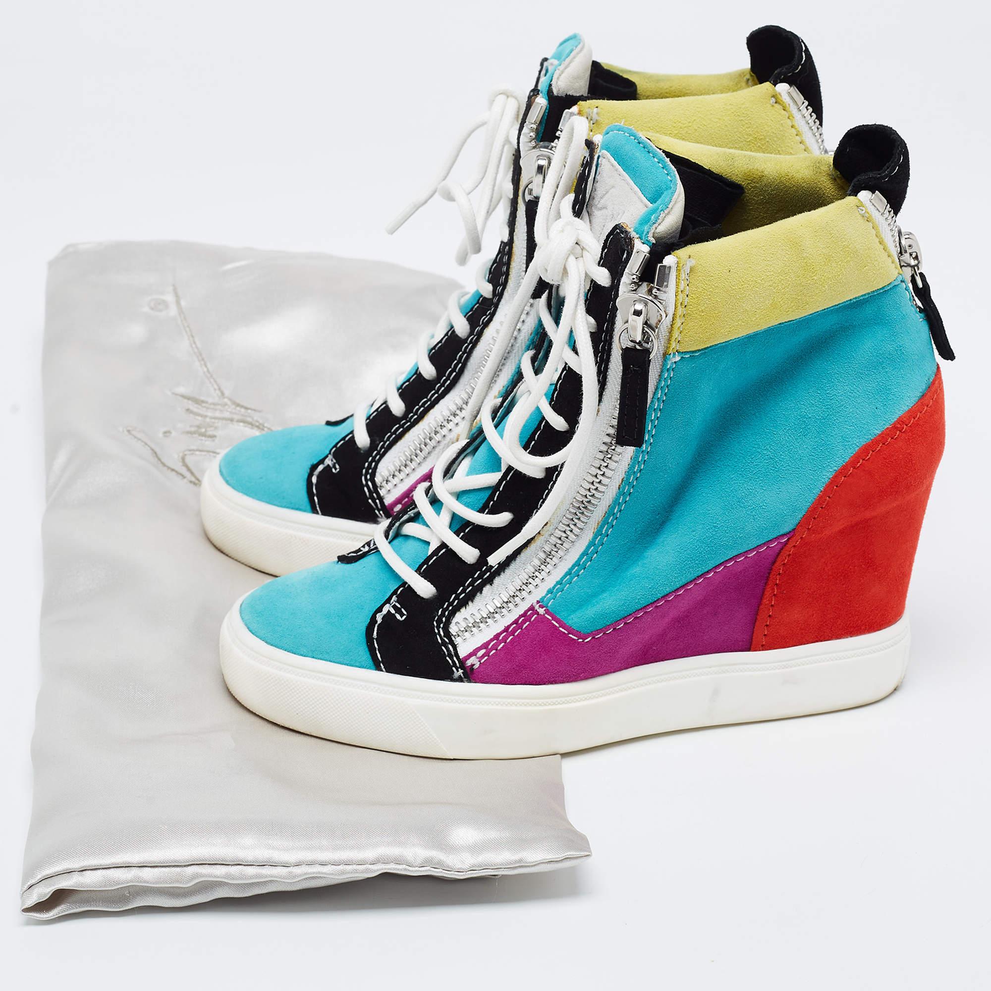Giuseppe Zanotti Multicolor Suede High Top Sneakers Size 35 For Sale 4