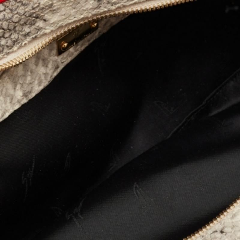 Brown Giuseppe Zanotti Multicolour Python Embossed and Patent Leather Clutch For Sale