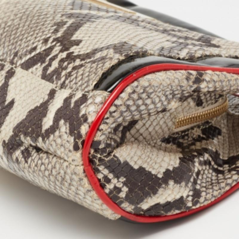 Giuseppe Zanotti Multicolour Python Embossed and Patent Leather Clutch In Good Condition For Sale In Dubai, Al Qouz 2