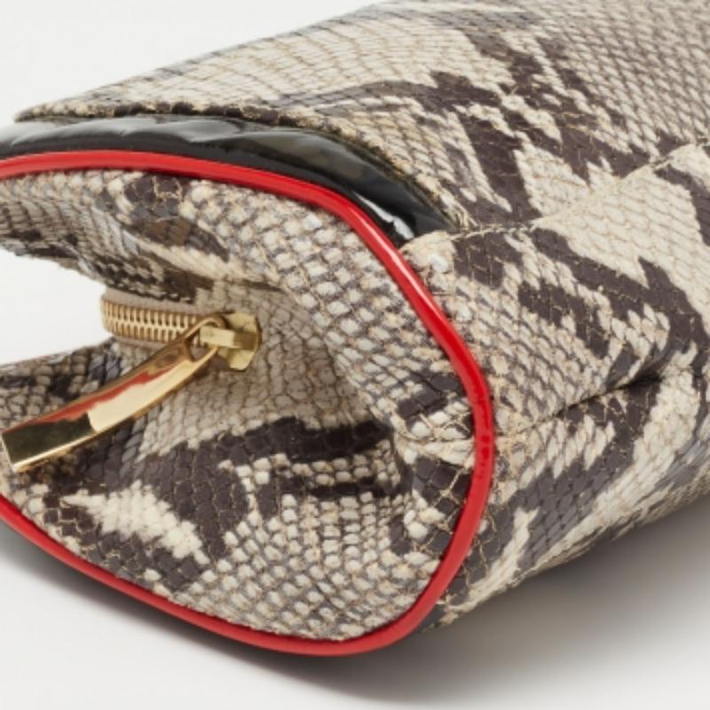 Women's Giuseppe Zanotti Multicolour Python Embossed and Patent Leather Clutch For Sale