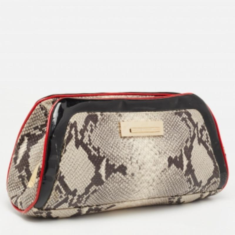 Giuseppe Zanotti Multicolour Python Embossed and Patent Leather Clutch For Sale 2
