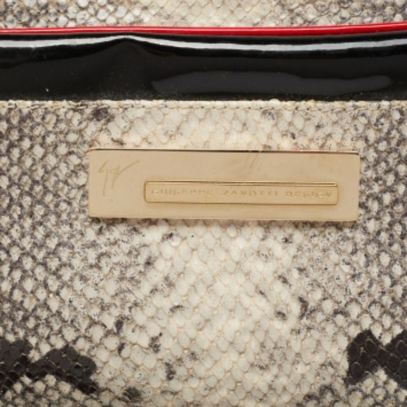 Giuseppe Zanotti Multicolour Python Embossed and Patent Leather Clutch For Sale 3