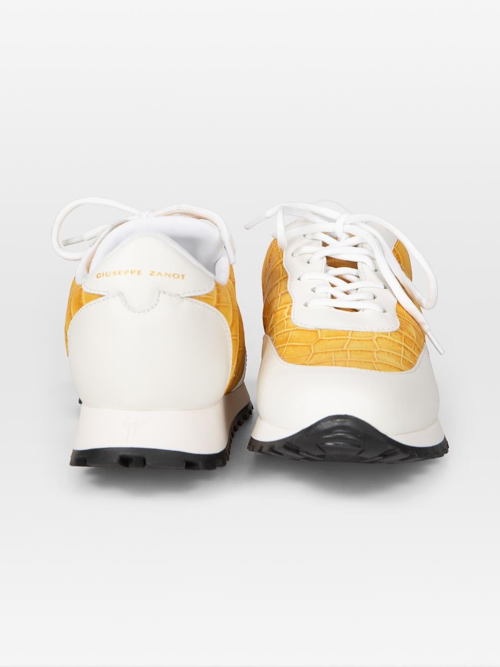 Orange Giuseppe Zanotti Mustard Leather Jimi Running Trainers Size IT 39 For Sale