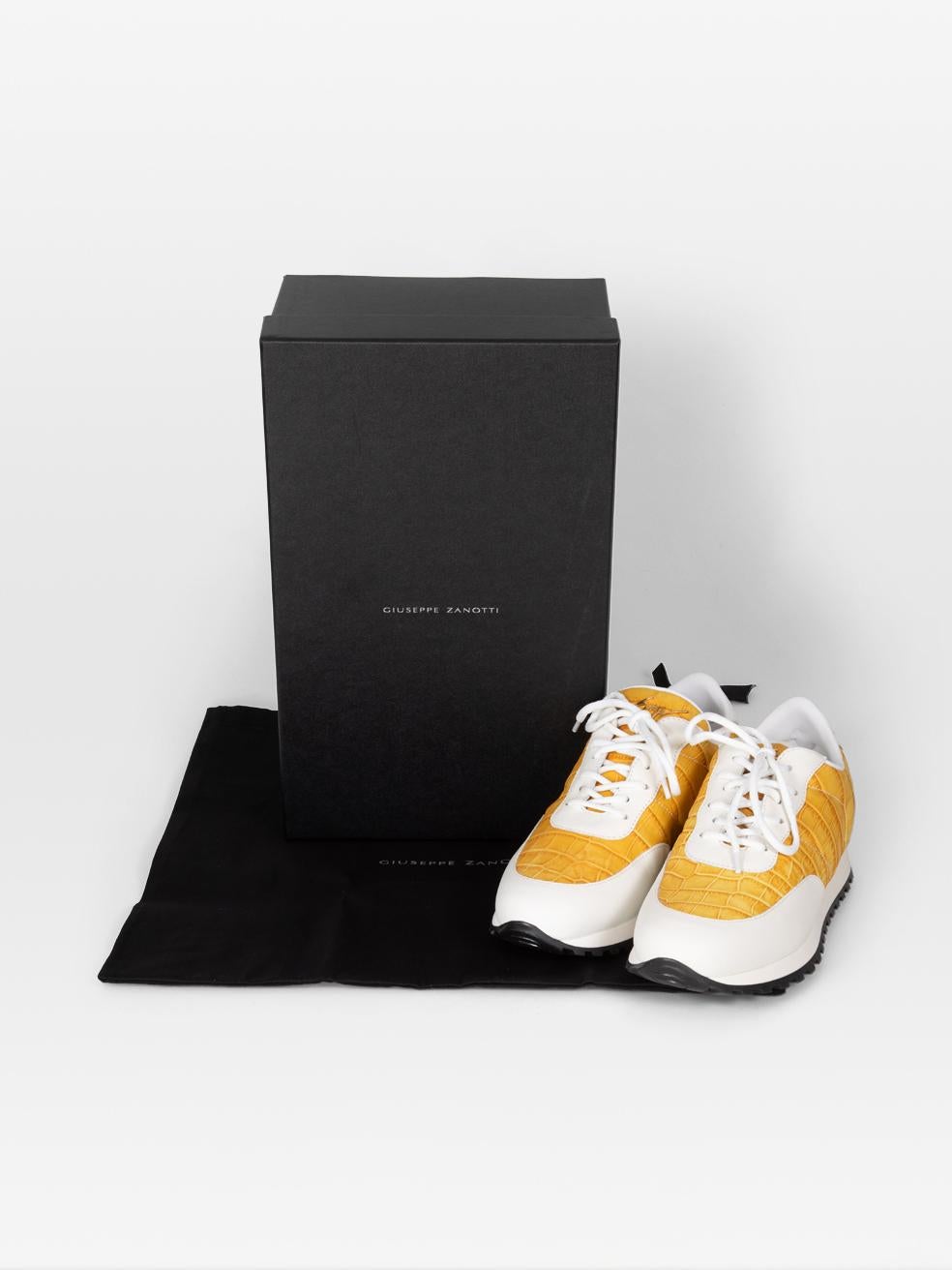 Giuseppe Zanotti Mustard Leather Jimi Running Trainers Size IT 39 For Sale 1