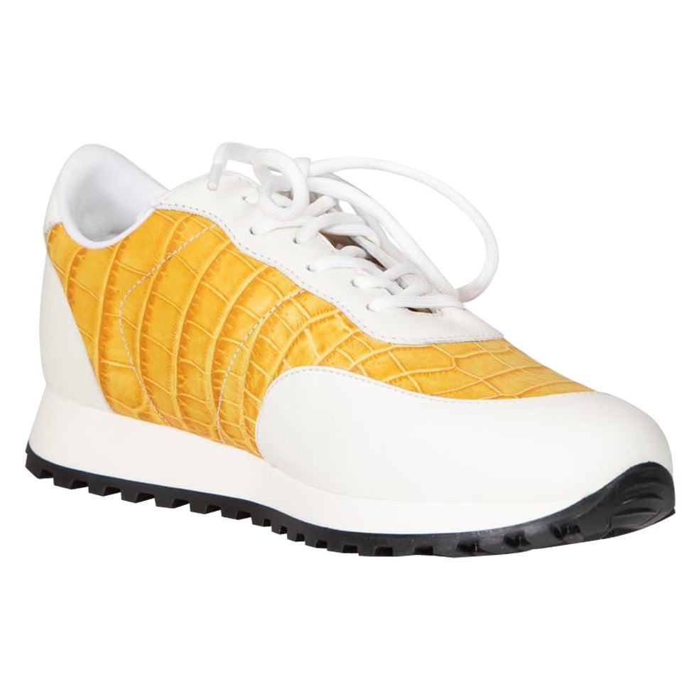 Giuseppe Zanotti Mustard Leather Jimi Running Trainers Size IT 39 For Sale