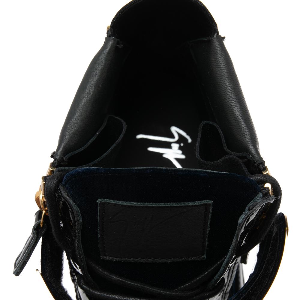 Giuseppe Zanotti Navy Blue/Black Velvet Coby High-Top Sneakers Size 43 2