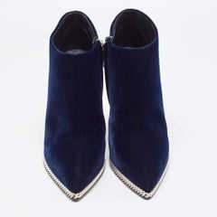 Giuseppe Zanotti Navy Blue Chain Link Ankle Boots Size 41