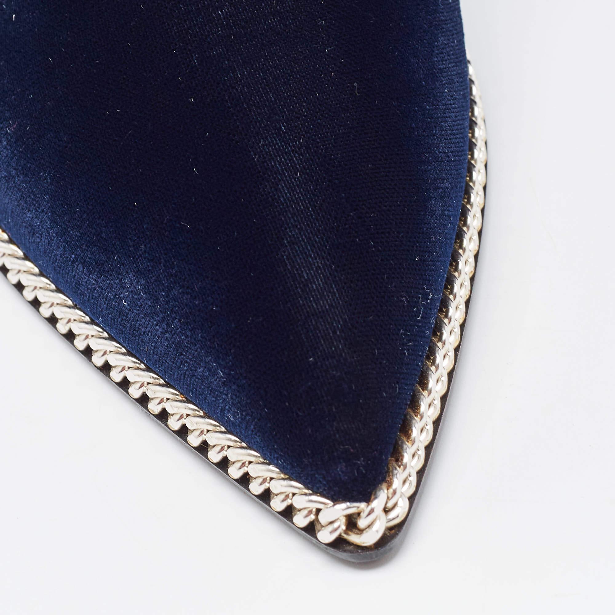 Giuseppe Zanotti Navy Blue Chain Link Ankle Boots Size 41 For Sale 2