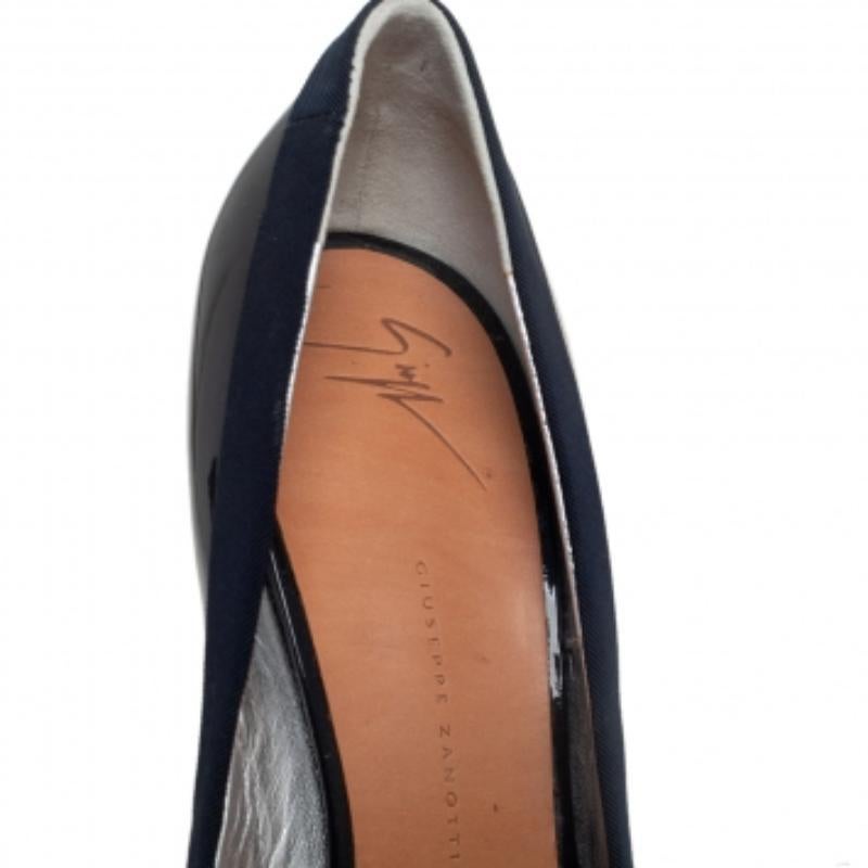Women's Giuseppe Zanotti Navy Blue Patent Leather Peep Toe Pumps Size 41
