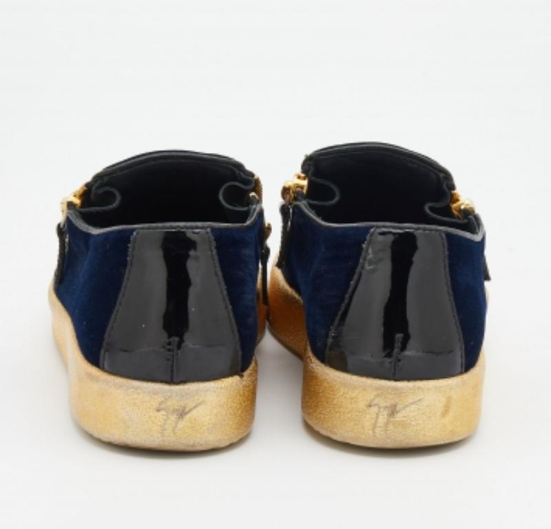 Baskets May London Giuseppe Zanotti bleu marine en velours, taille 39 en vente 1