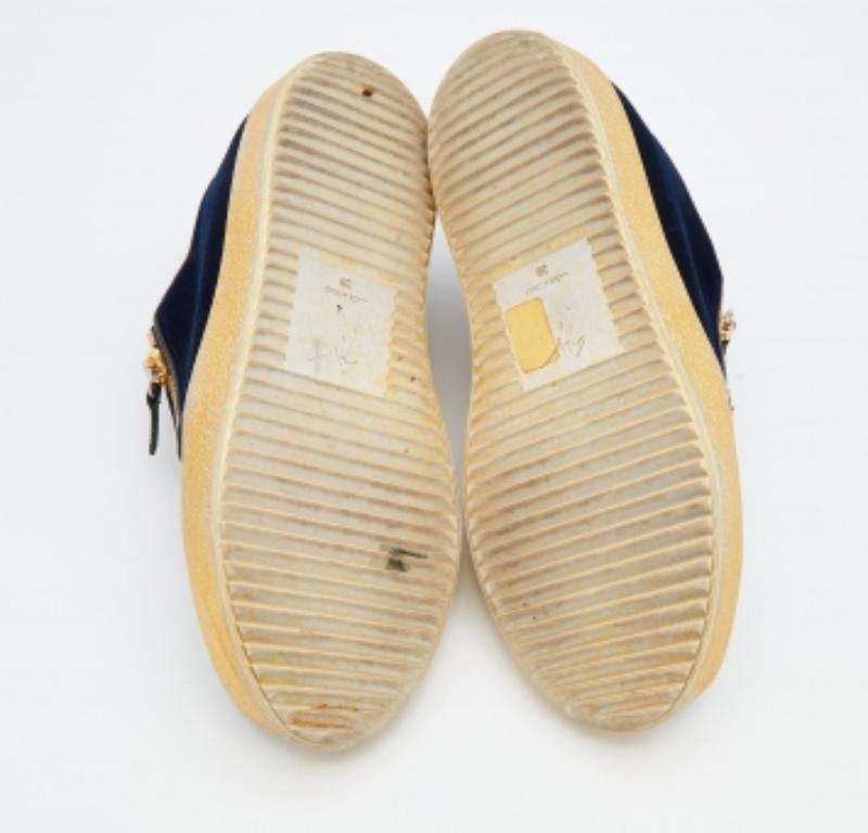 Baskets May London Giuseppe Zanotti bleu marine en velours, taille 39 en vente 2