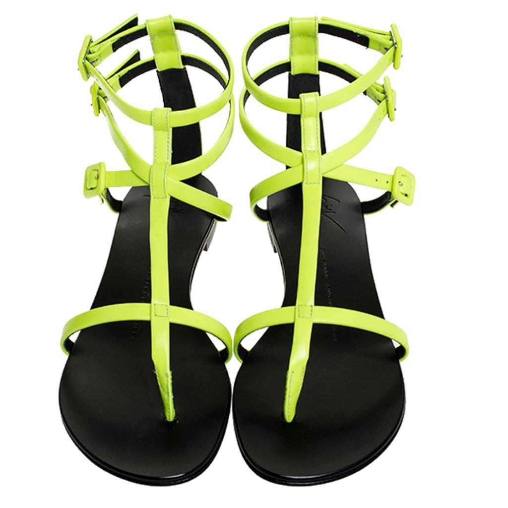neon green sandals with straps