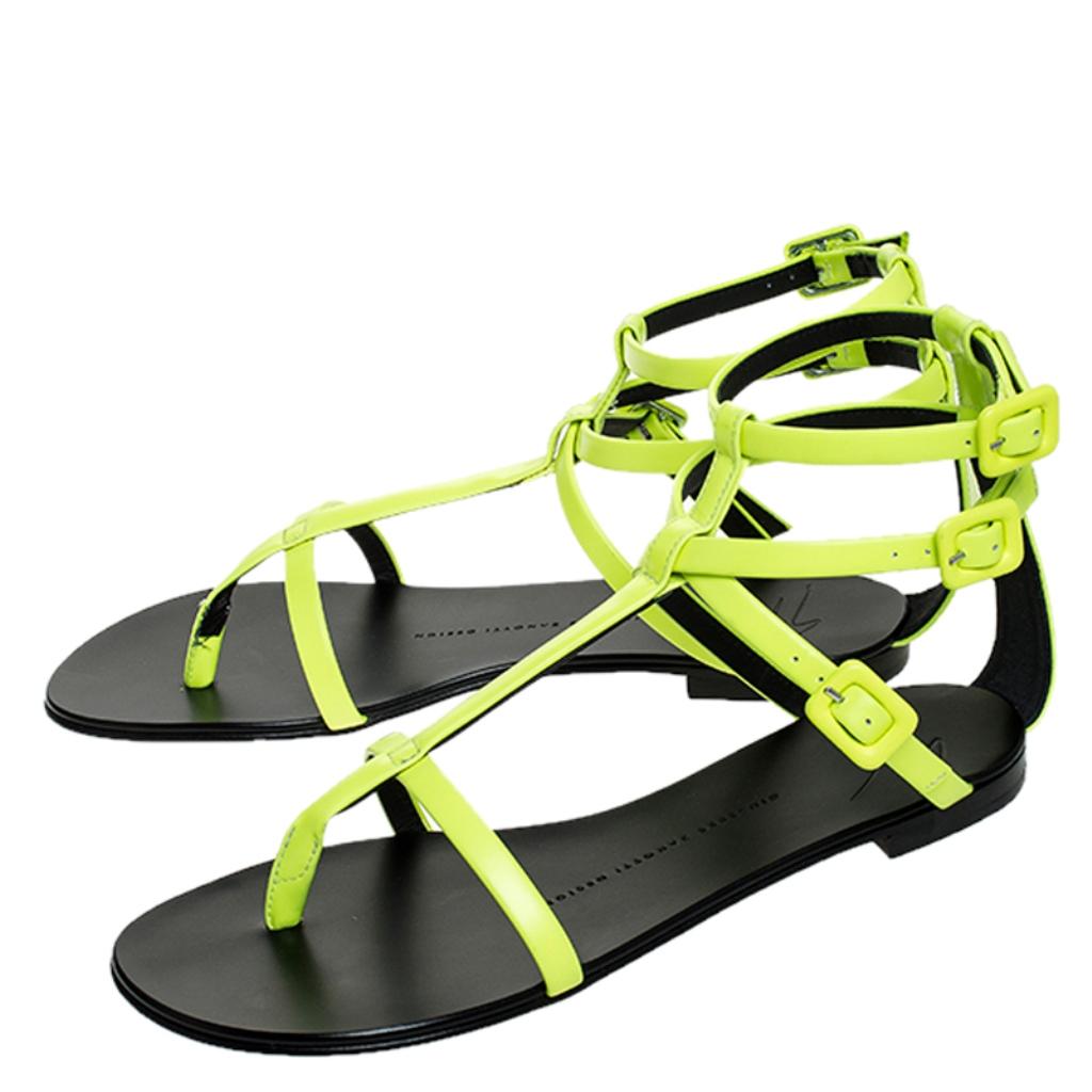 neon green sandals flat