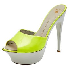 Giuseppe Zanotti Neon Yellow Patent Leather Platform Sandals Size 35