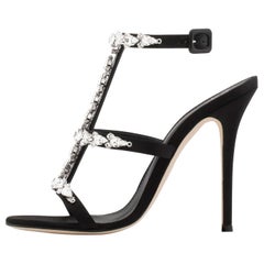 Giuseppe Zanotti NEW Black Crystal Sandals Heels in Box