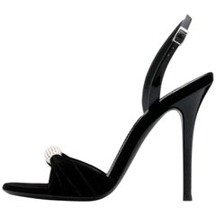 Giuseppe Zanotti NEW Black Patent Crystal Velvet Evening Sandals Heels in Box