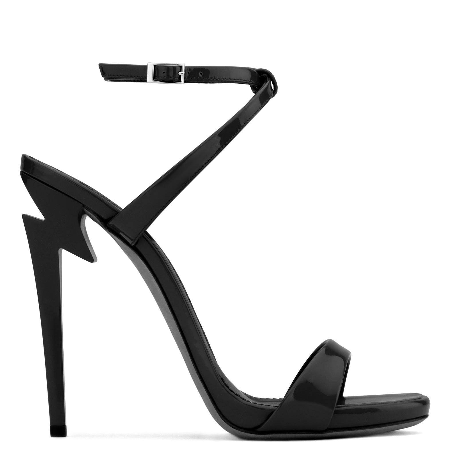 black patent leather sandals heels