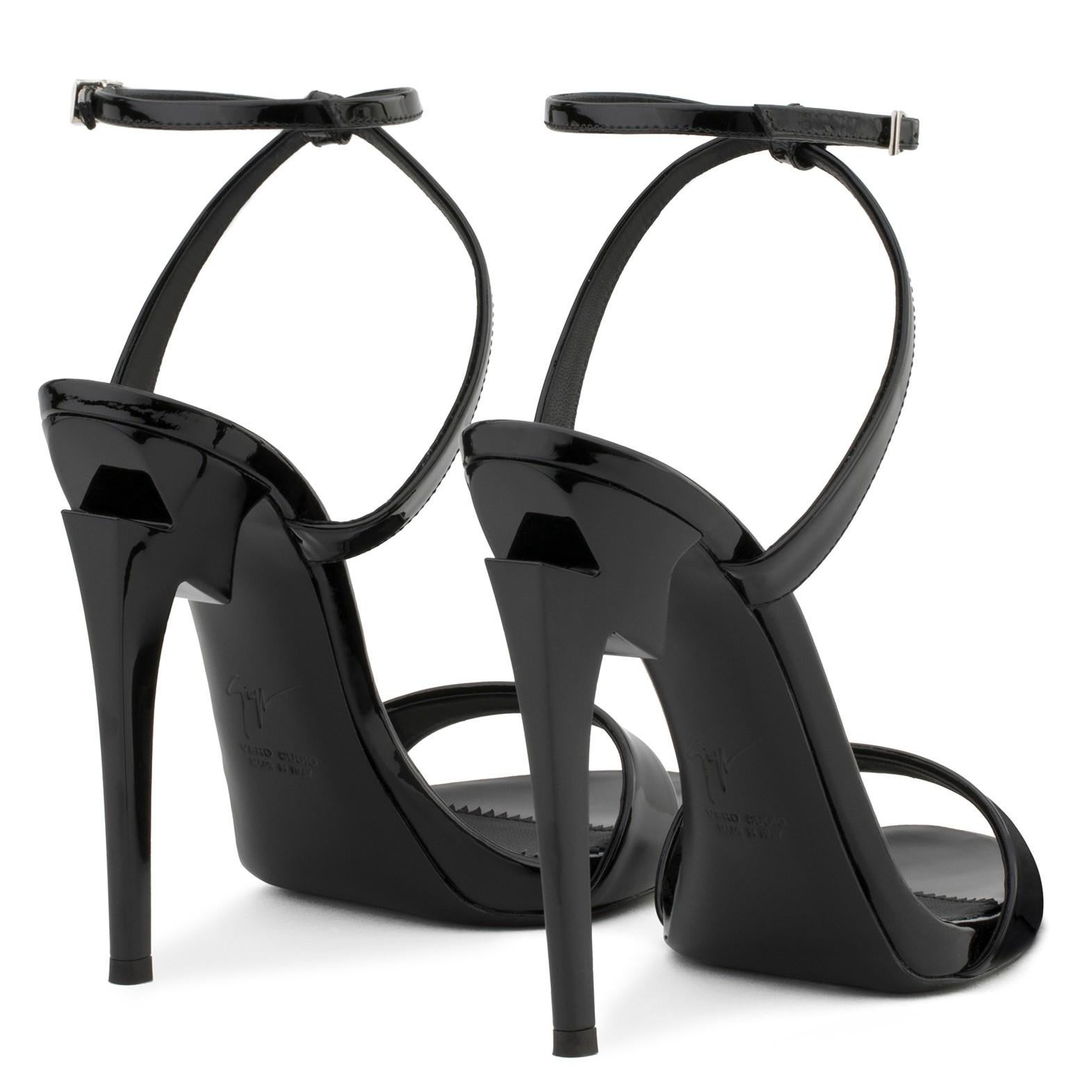 Women's Giuseppe Zanotti NEW Black Patent Leather Evening Sandals Heels in Box