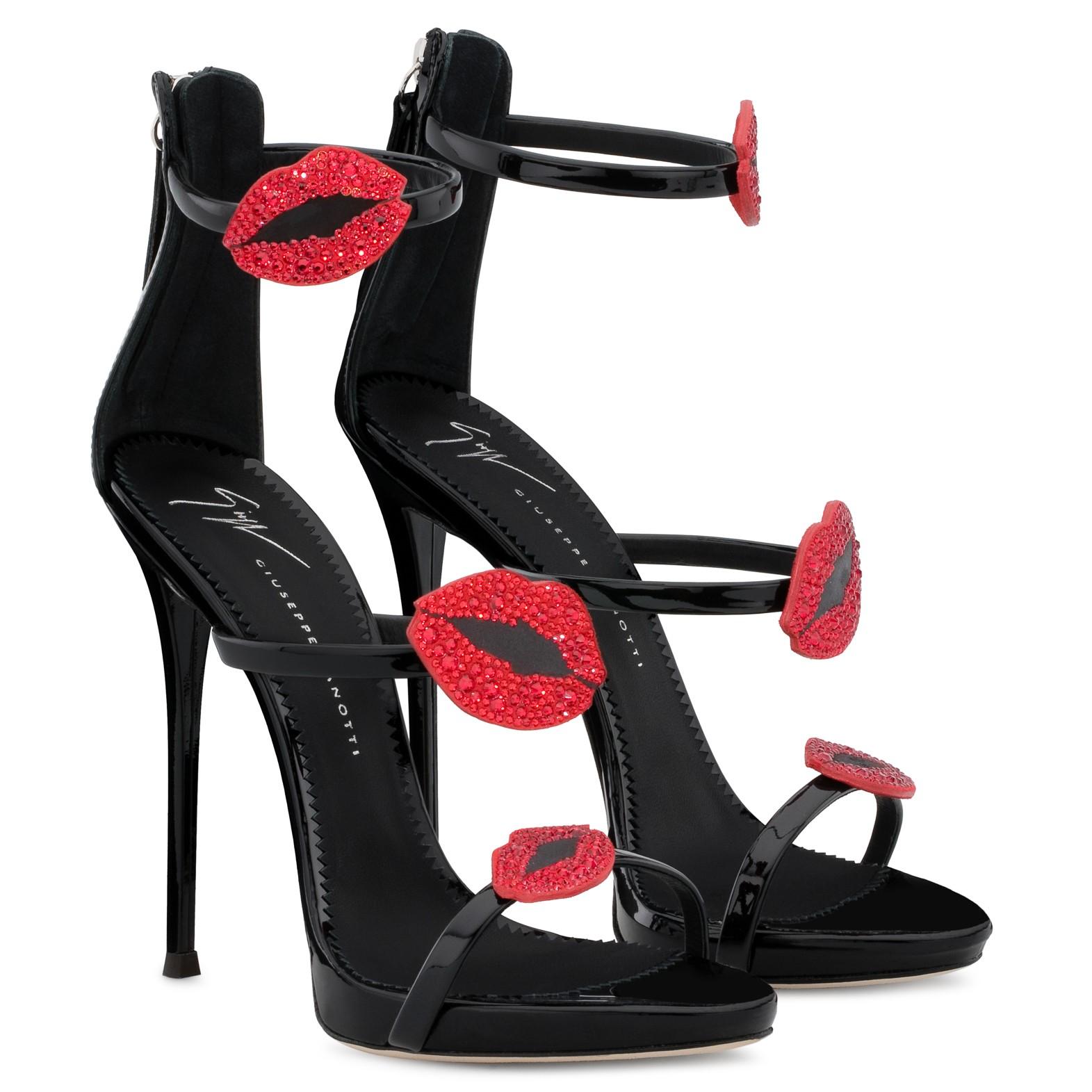 Giuseppe Zanotti NEW Black Patent Red Crystal Evening Sandals Heels in Box 1