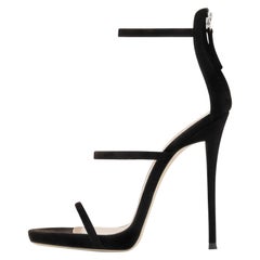 Giuseppe Zanotti NEW Black Suede Strappy Evening Sandals Heels in Box (IT 36)