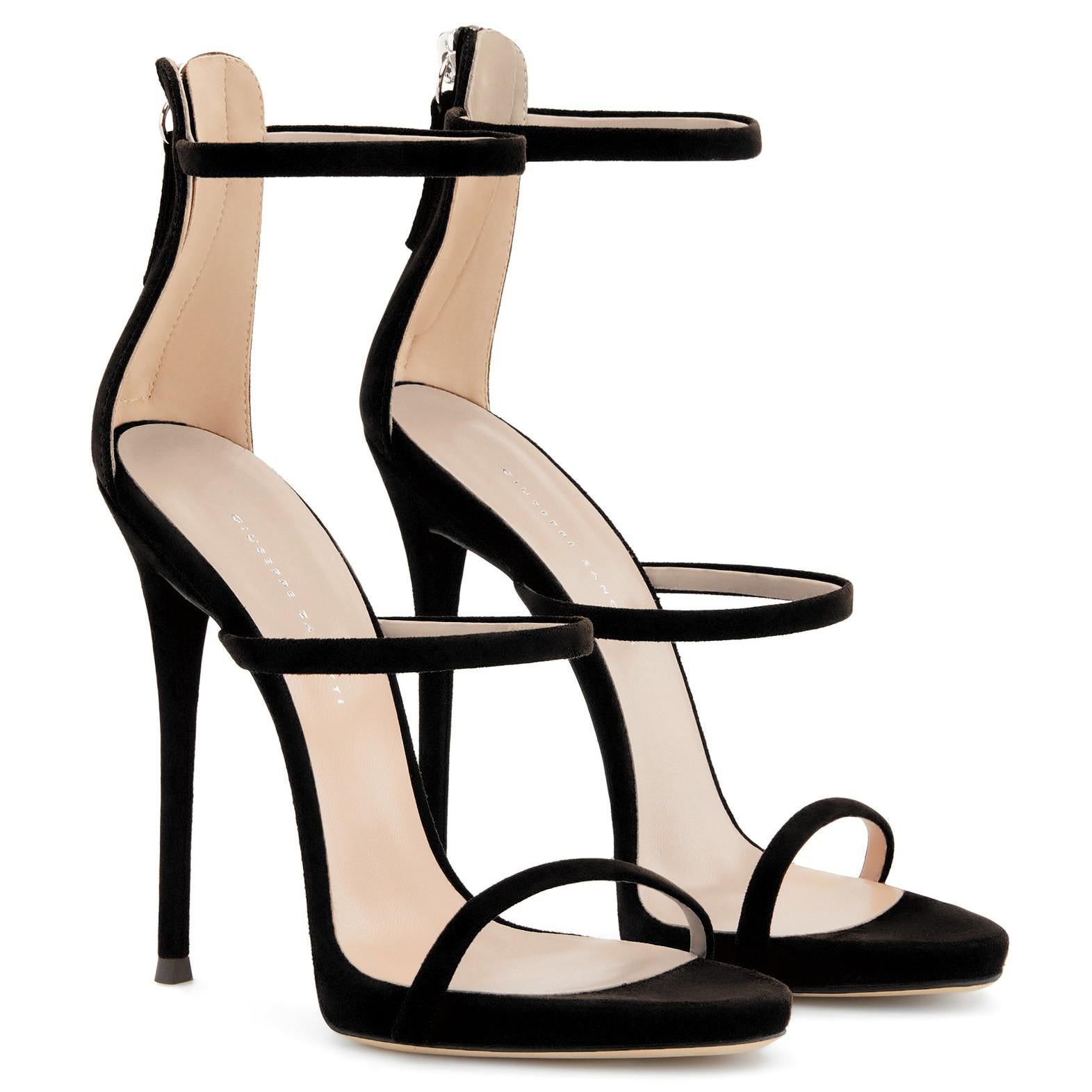 Giuseppe Zanotti NEW Black Suede Strappy Evening Sandals Heels in Box (IT  41) For Sale at 1stDibs | giuseppe zanotti harmony