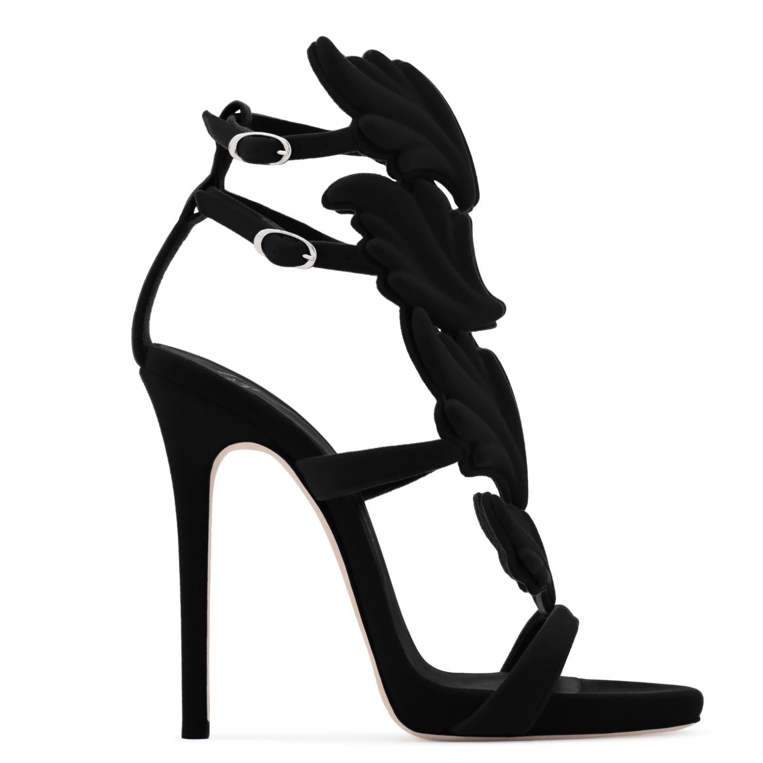 Women's Giuseppe Zanotti NEW Black Suede Velvet Evening Sandals Heels in Box