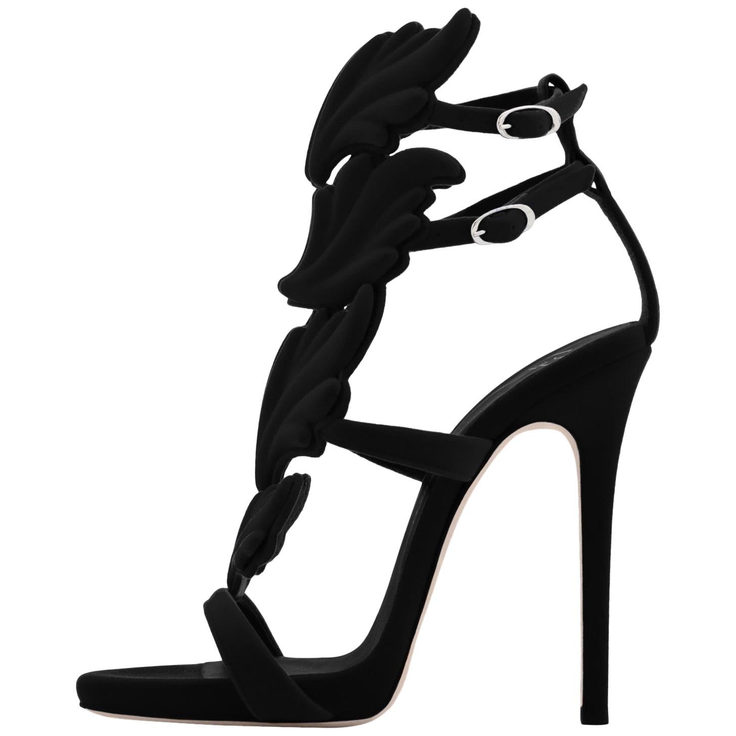 Giuseppe Zanotti NEW Black Suede Velvet Evening Sandals Heels in Box