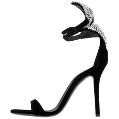 Giuseppe Zanotti NEW Black Velvet Rhinestone Evening Sandals Heels in Box