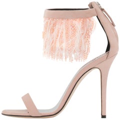 Giuseppe Zanotti NEW Blush Suede Bead Feather Evening Sandals Heels in Box 