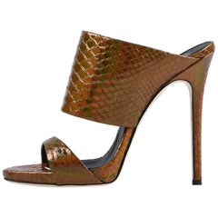 Giuseppe Zanotti NEW Bronze Slides Mules Evening High Heels Sandals in Box
