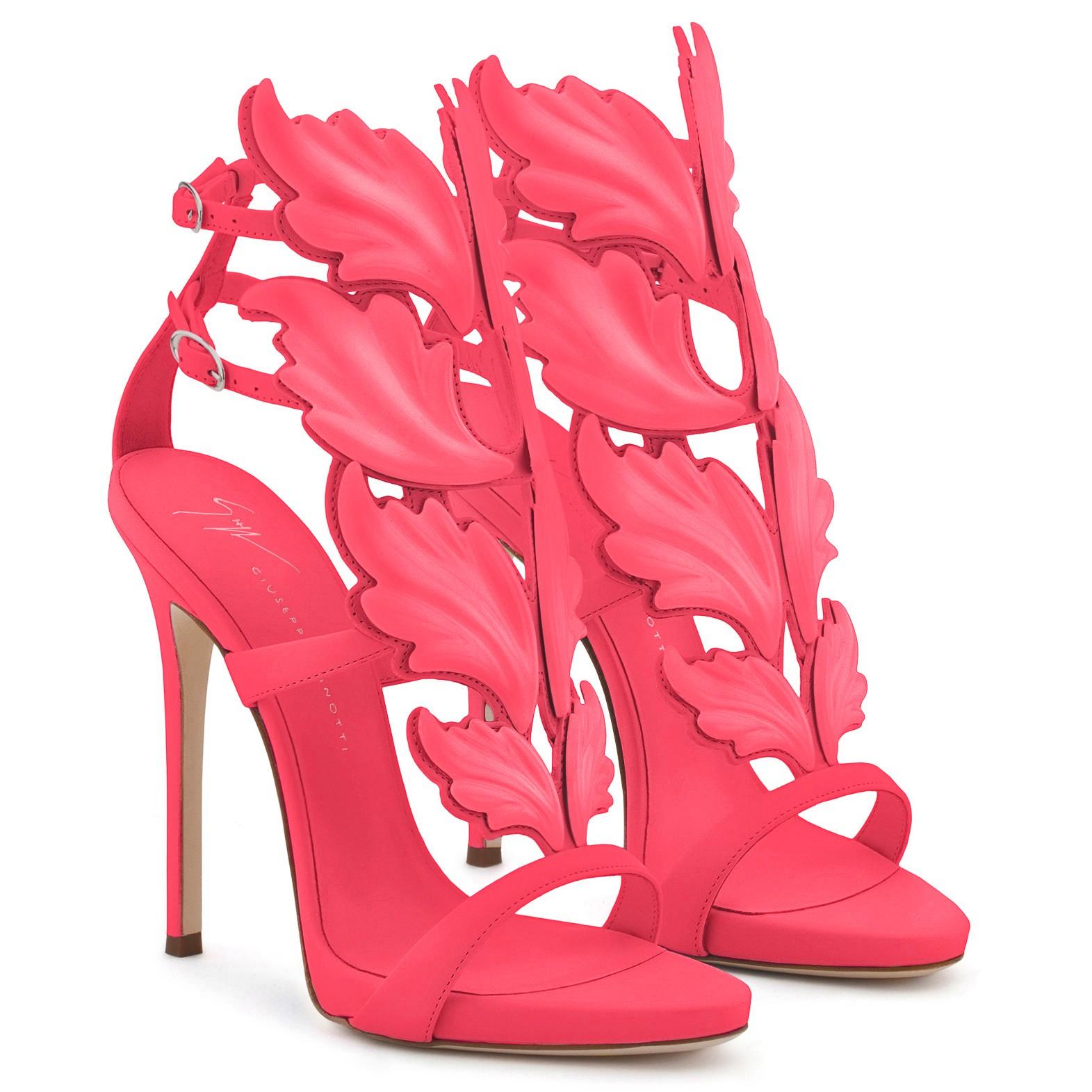 Giuseppe Zanotti NEW Coral Pink Leather Metal Evening Sandals Heels in Box Damen