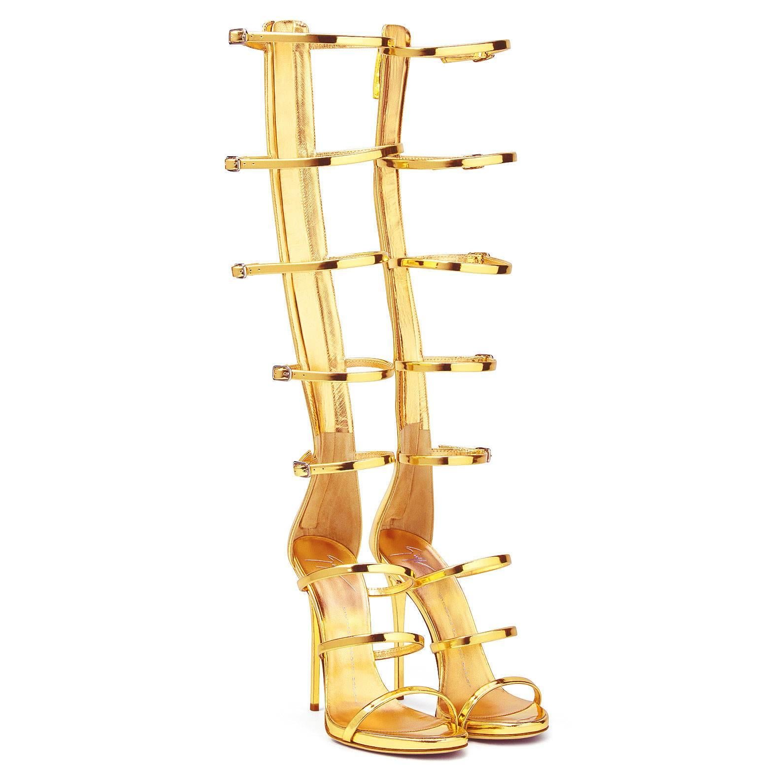 gold high heel gladiator sandals