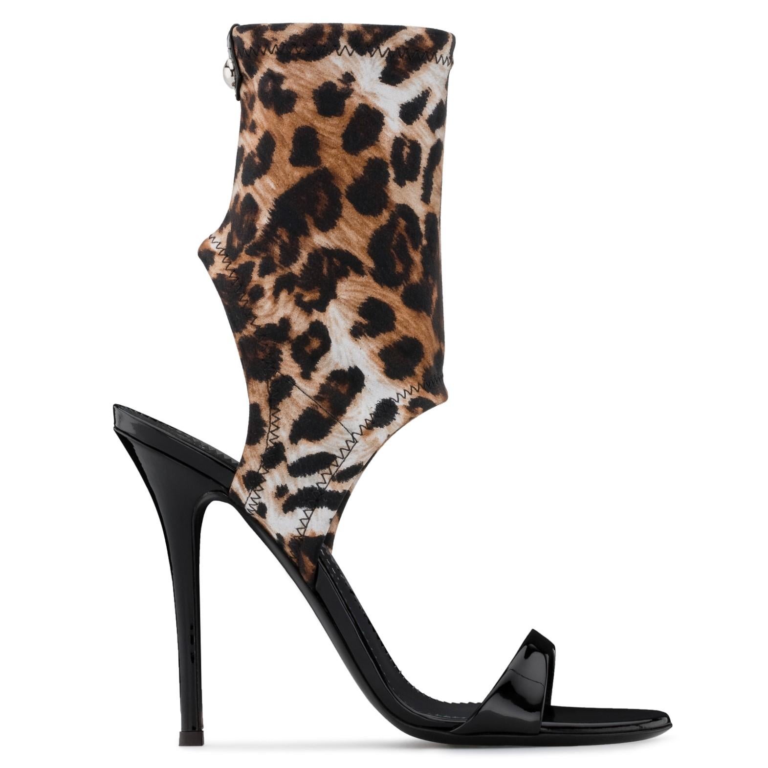 Women's Giuseppe Zanotti NEW Leopard Neoprene Sock Evening Boots Booties Heels in Box