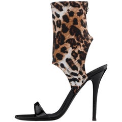 Giuseppe Zanotti NEW Leopard Neoprene Sock Evening Boots Booties Heels in Box