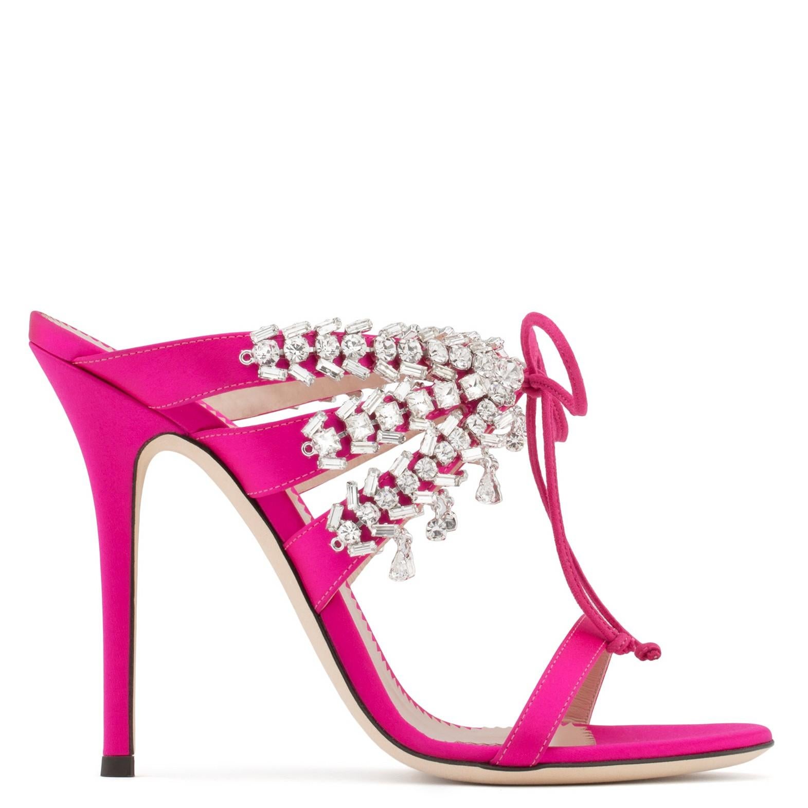 Giuseppe Zanotti NEW Pink Crystal Slide in Mules Sandals Heels in Box ...