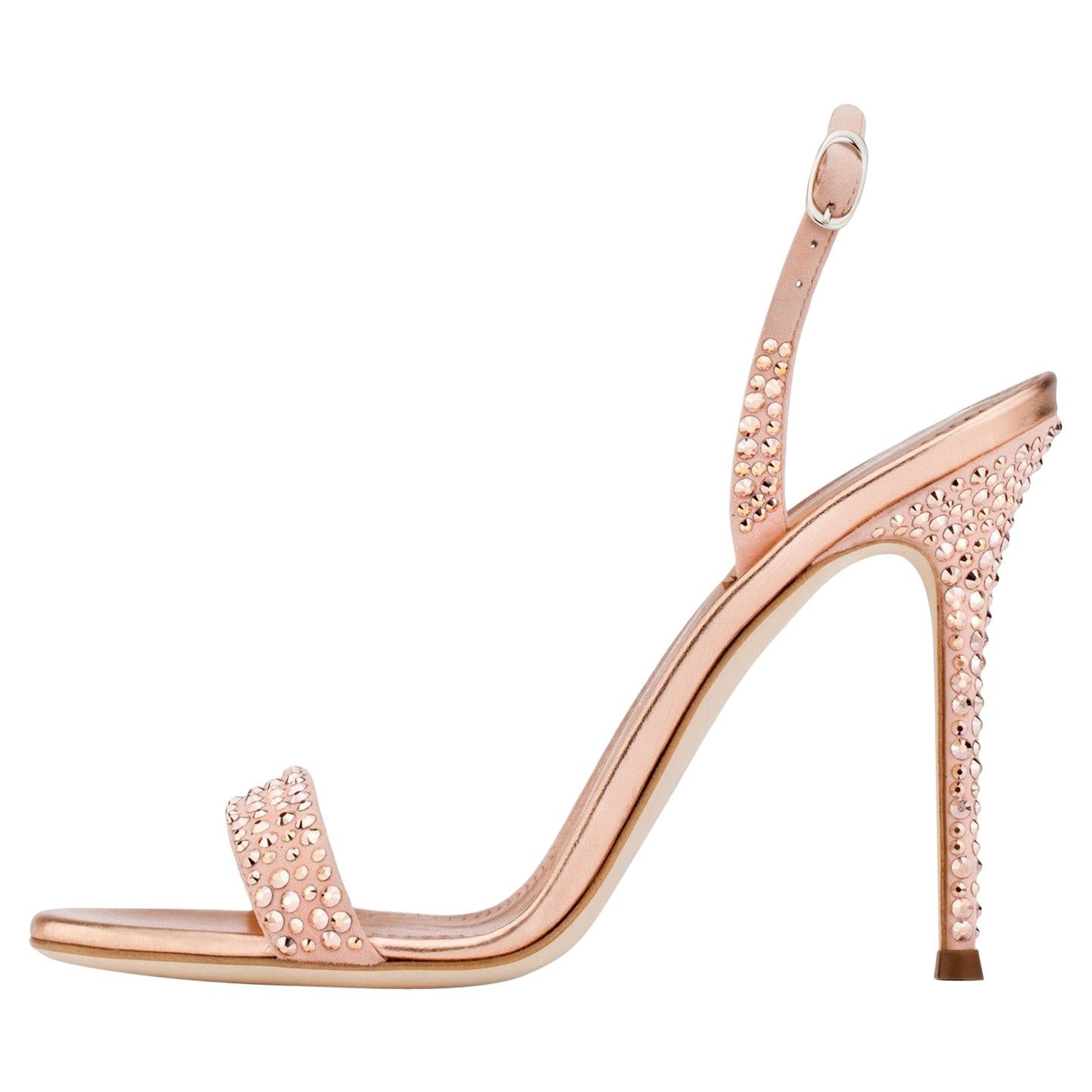 Giuseppe Zanotti NEW Pink Suede Crystal Evening Sandals Heels in Box