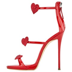 Giuseppe Zanotti NEW Red Patent Heart Crystal Evening Sandals Heels in Box