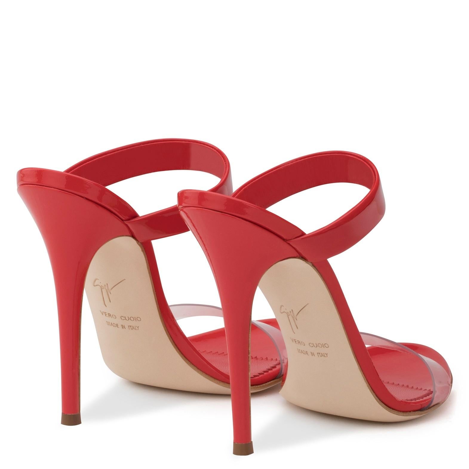 red pvc heels
