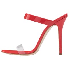 Giuseppe Zanotti NEW Red Patent Leather Clear PVC Slides Mules Heels in Box