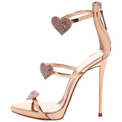 Giuseppe Zanotti NEW Rose Gold Crystal Strappy Evening Sandals Heels in Box