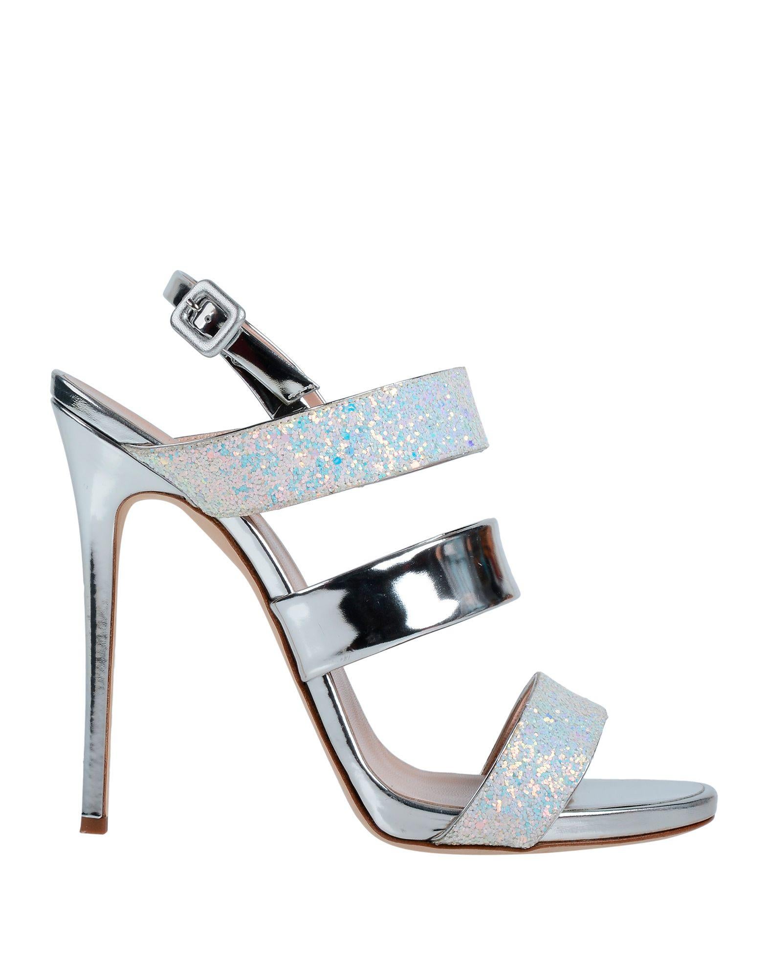 Women's Giuseppe Zanotti NEW Silver Leather Glitter Evening Sandals Heels in Box