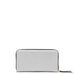 Giuseppe Zanotti NEW Silver Leather Metal Logo Top Zip Clutch Wallet in Box