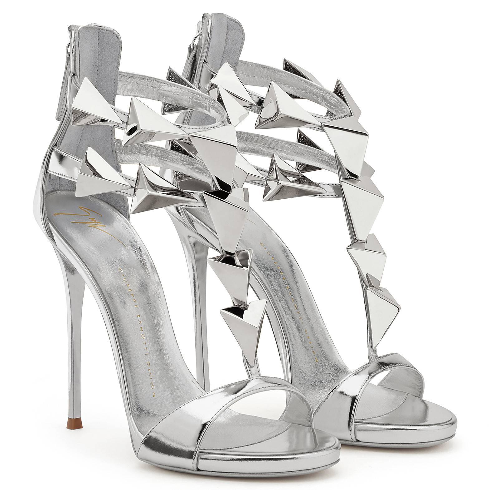 silver giuseppe heels