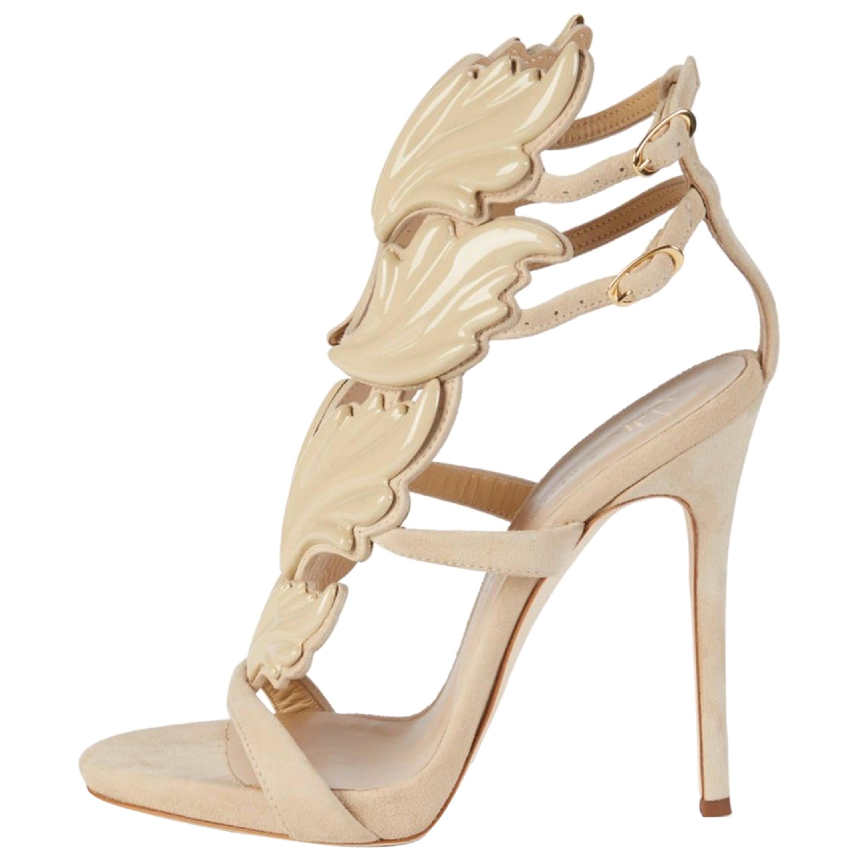 Giuseppe Zanotti NEW Tan Nude Suede Strappy Evening Sandals Heels in Box