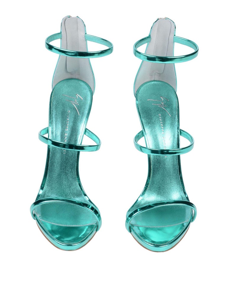 Giuseppe Zanotti NEW Teal Leather Evening Strappy Ankle Sandals Heels ...